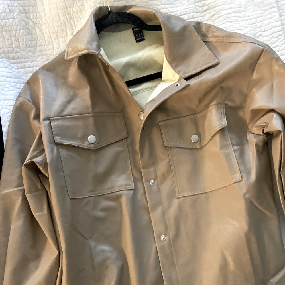 Leather button up jacket